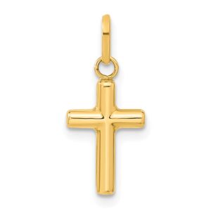 avariah 14k yellow gold hollow cross pendant - made in italy