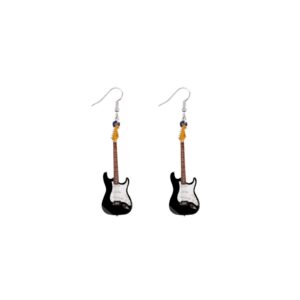 Cute Music Bass Electric Guitar Earrings Funny Charms Instrument Acrylic Dangle Earrings Creative Statement Jewelry Gifts for Music Lovers-A