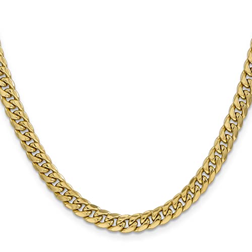 Avariah 10k Yellow Gold 6mm Semi-Solid Miami Cuban Chain - 22"