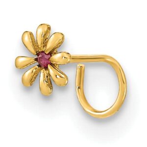 avariah solid 14k yellow gold 22 gauge flower and cz nose ring body jewelry - 8.11mm