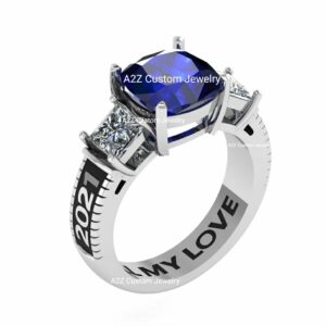 A2Z CUSTOM JEWELRY Fully Personalized Girl Class Ring For High School College University Graduation Ceremony Sterling Silver Ring