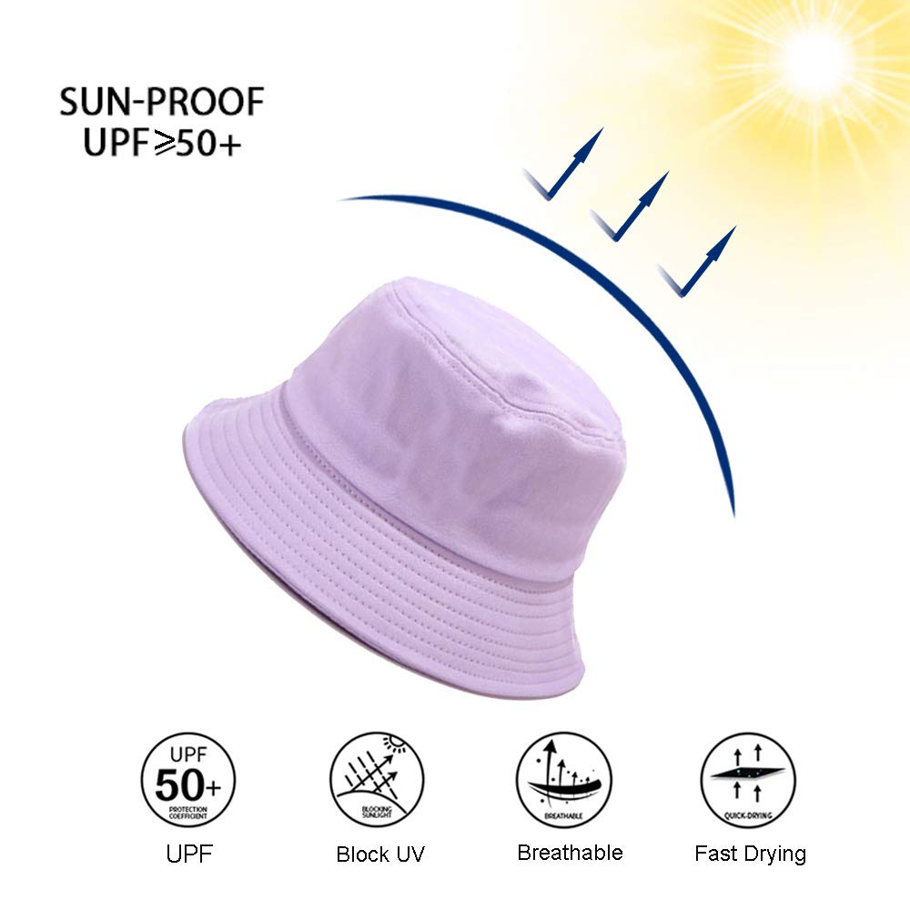 Wheebo Solid Color Bucket Hat for Women Summer Beach Fishmen Hat for Lady Adult Unisex Cotton Cap (A-SC-Lavender)