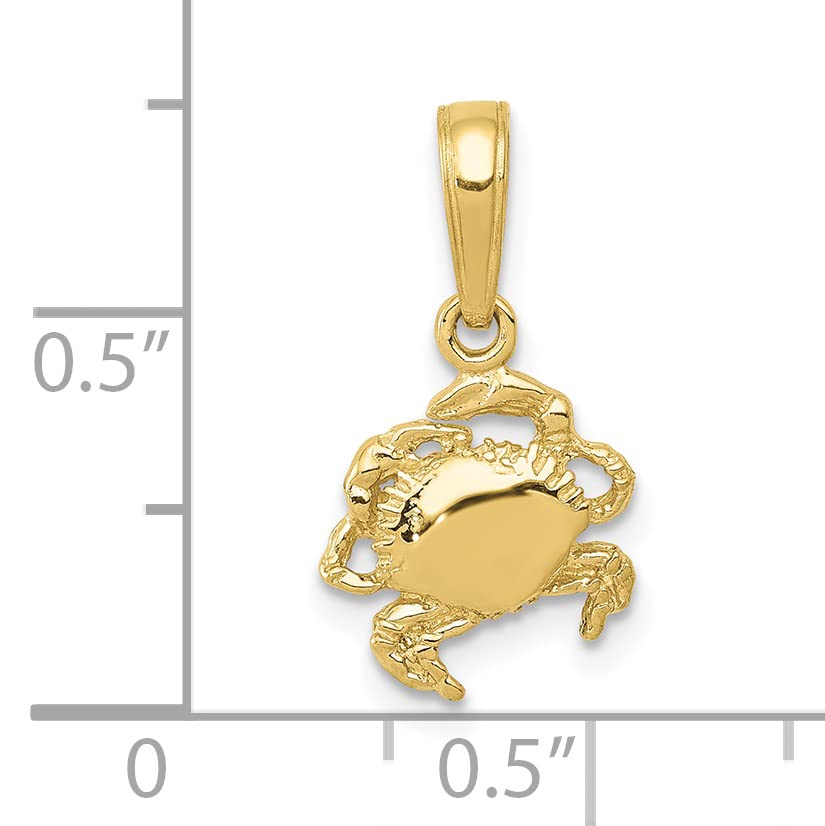 Avariah Solid 10k Yellow Gold Crab Pendant - 15mm