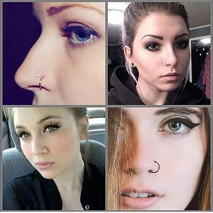 Doubyan Nose Rings Hoop 20 Gauge 8mm Nose Piercing Hoop Stainless Steel Surgical Steel Body Jewelry (20G-8mm, 9 Pcs - Black+Blue+Multicolor)