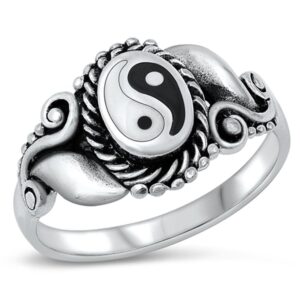 Bali Yin Yang Vintage Wholesale Ring New .925 Sterling Silver Band Size 8