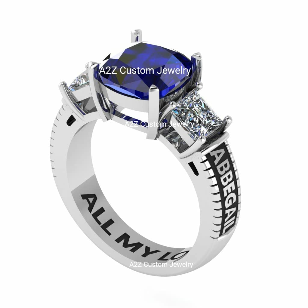 A2Z CUSTOM JEWELRY Fully Personalized Girl Class Ring For High School College University Graduation Ceremony Sterling Silver Ring