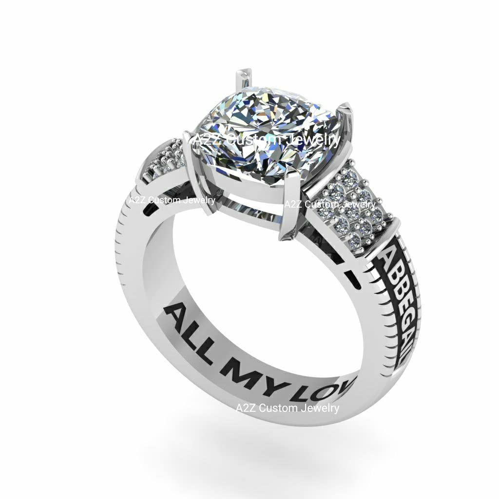 A2Z CUSTOM JEWELRY Fully Personalized Fashion Class Ring For High School College University Graduation Ceremony Sterling Silver Ring