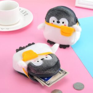 Lefe Liee 2PCS kawaii penguin wallet, novelty kawaii purse mini makeup bag things cute wallet small coin purse accessories, uwu soocute period bags for teen girls small pouches with zipper