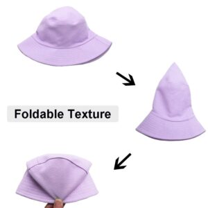 Wheebo Solid Color Bucket Hat for Women Summer Beach Fishmen Hat for Lady Adult Unisex Cotton Cap (A-SC-Lavender)