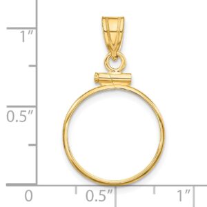 Avariah Wideband Distinguished Coin Jewelry 14k Yellow Gold Polished 16.5mm x 1.35mm Screw Top Coin Bezel Pendant - 28.4mm