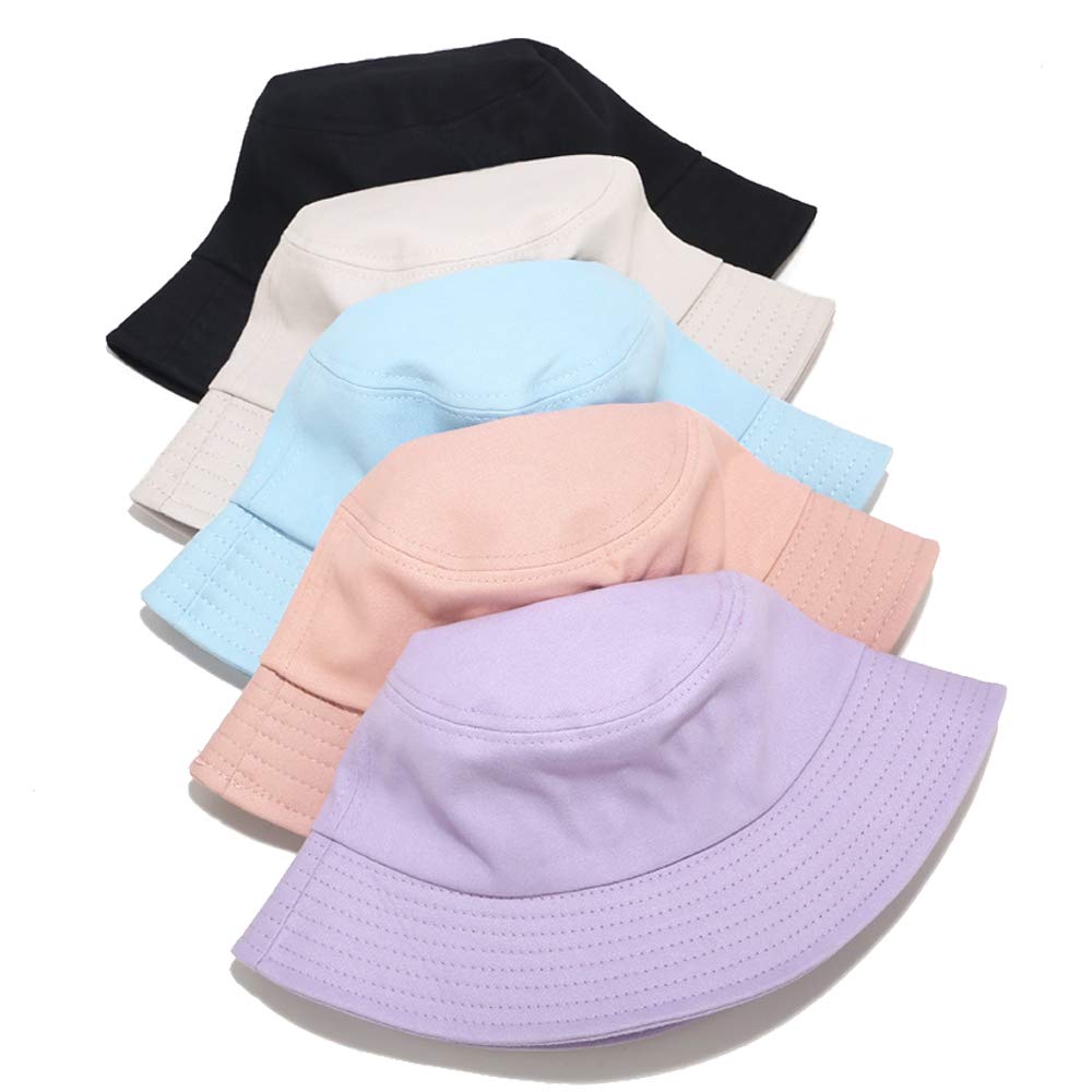 Wheebo Solid Color Bucket Hat for Women Summer Beach Fishmen Hat for Lady Adult Unisex Cotton Cap (A-SC-Lavender)