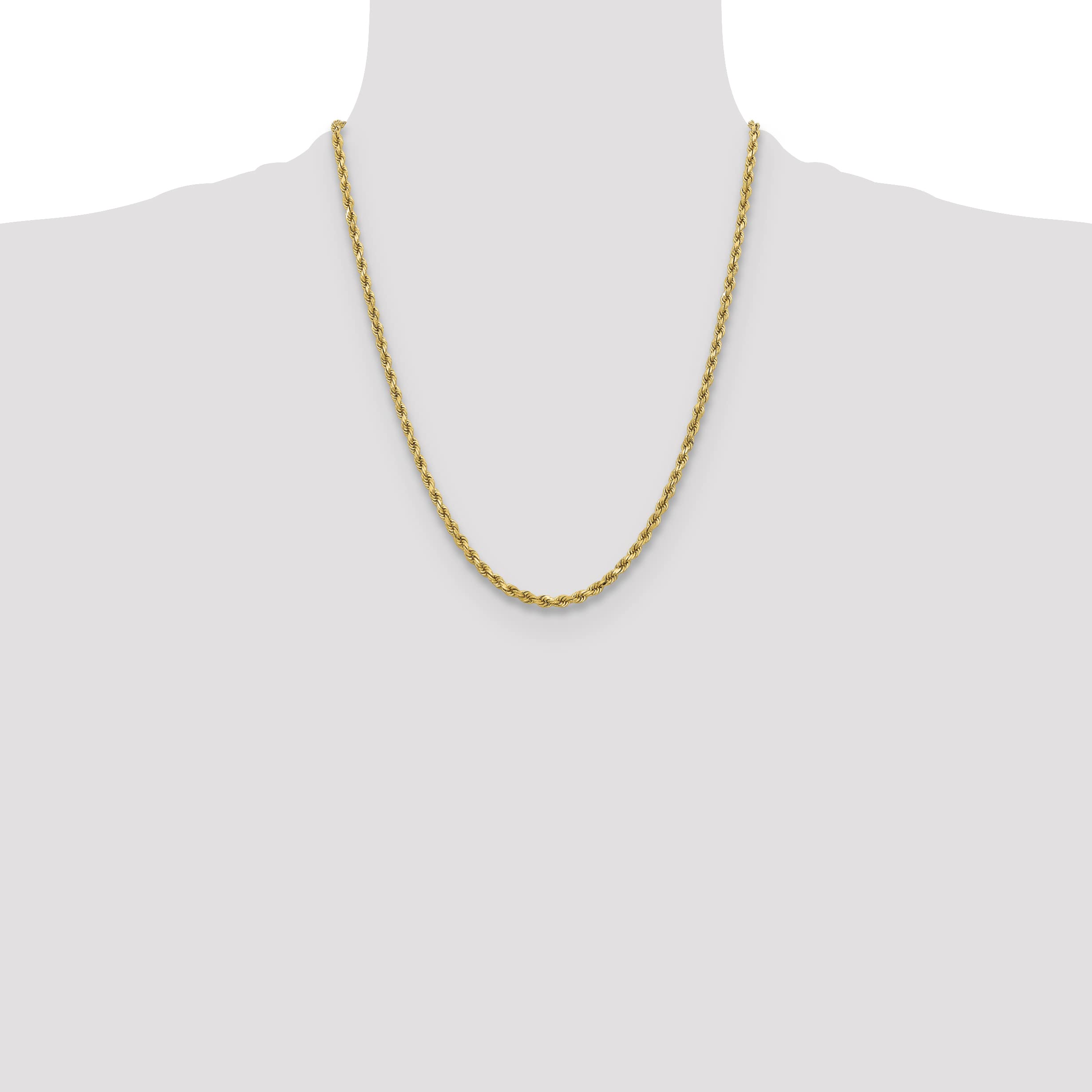 Avariah Solid 10k Yellow Gold 3.75mm Diamond-cut Rope Chain - 22"