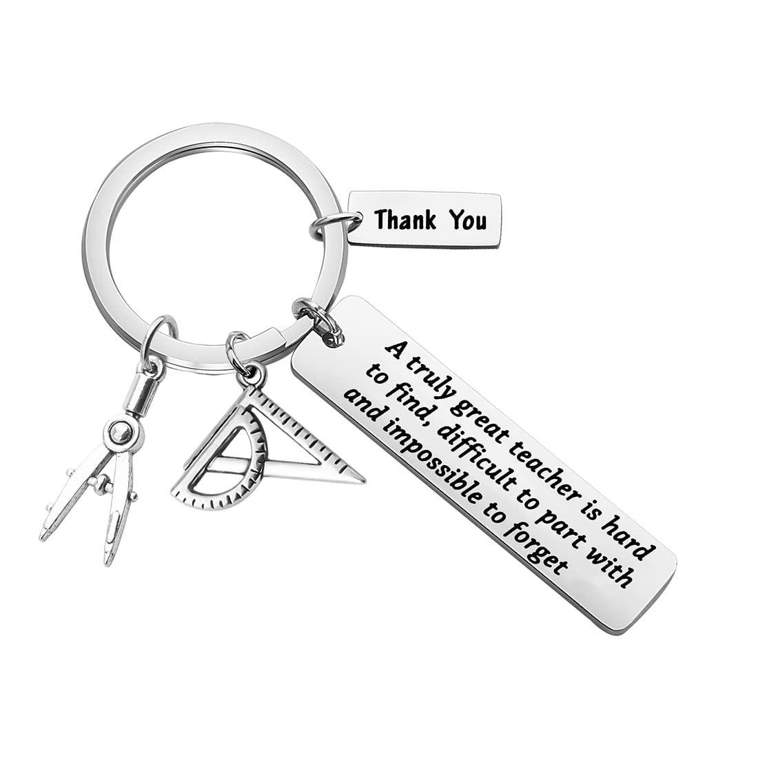 FUSTMW Math Teacher Gifts Keychain Thank You Gifts for Math Teacher Appreciation Gifts Mathematics Jewelry Gifts A Truly Great Teacher Is Hard to Find (silver)