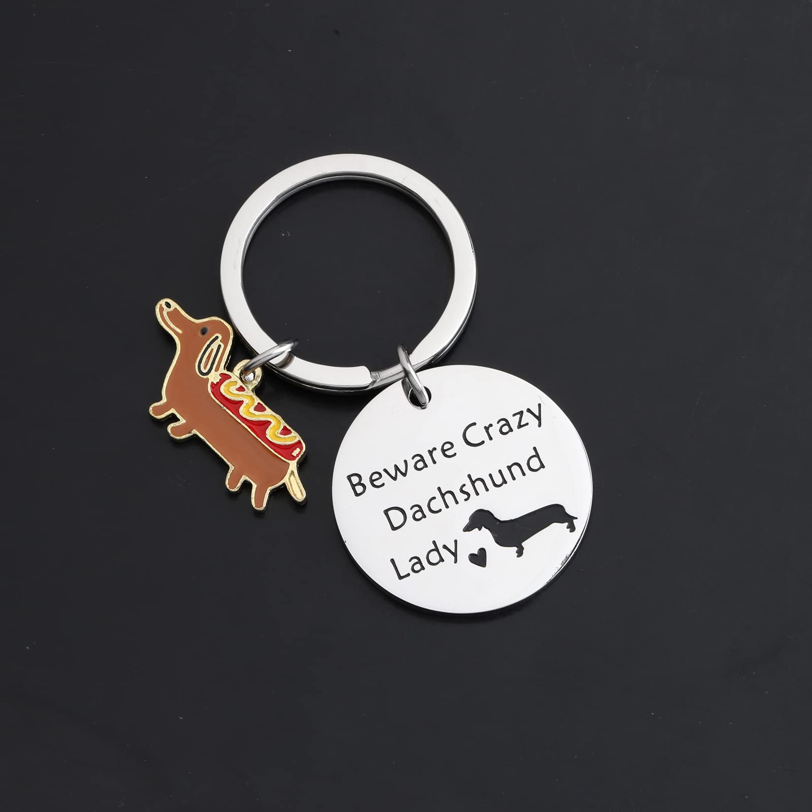 MYOSPARK Dachshund Gifts Crazy Dachshund Lady Keychain Dachshund Dog Jewelry Dachshund Lovers Gifts Dog Owner Gifts (Dachshund KC)