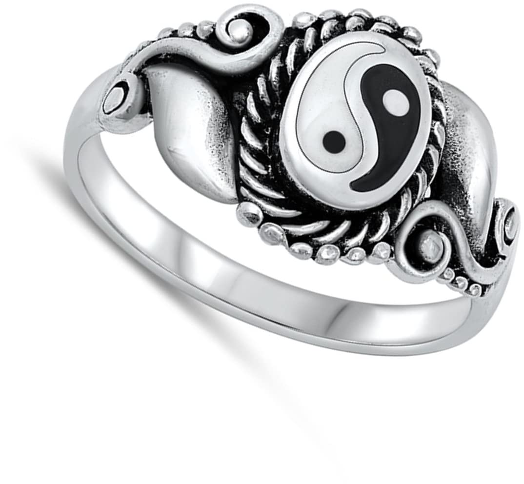 Bali Yin Yang Vintage Wholesale Ring New .925 Sterling Silver Band Size 8