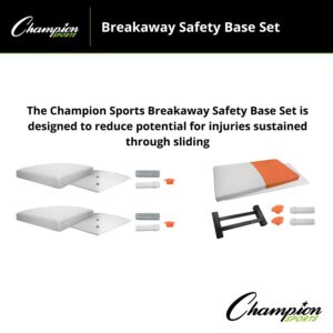 Champion Sports Breakaway Safety 3-Piece Baseball Base Set with Double First Base - Molded Rubber, Official Size, Heavy-Duty All Rubber Construction