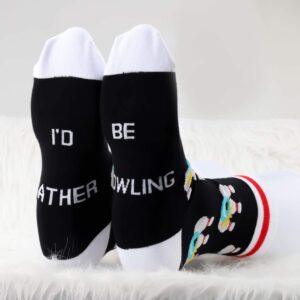 MBMSO 2 Pairs I'd Rather be Bowling Socks Funny Bowling Gifts Bowling Ball Socks Bowling Lover Gifts Bowling Team Gifts (Bowling So MC)