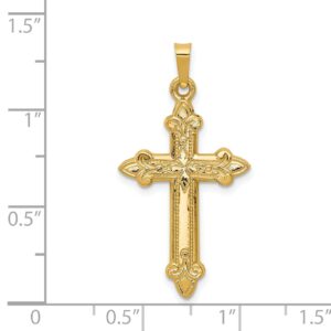 Avariah 14k Yellow Gold Fleur De Lis Cross Pendant - 35mm