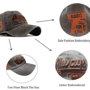 LONGTEN Vintage Baseball Cap New York City Sunhat Fashion Embroidery Always Summer Outdoor Cap Unisex 100% Cotton Brown