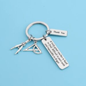 FUSTMW Math Teacher Gifts Keychain Thank You Gifts for Math Teacher Appreciation Gifts Mathematics Jewelry Gifts A Truly Great Teacher Is Hard to Find (silver)