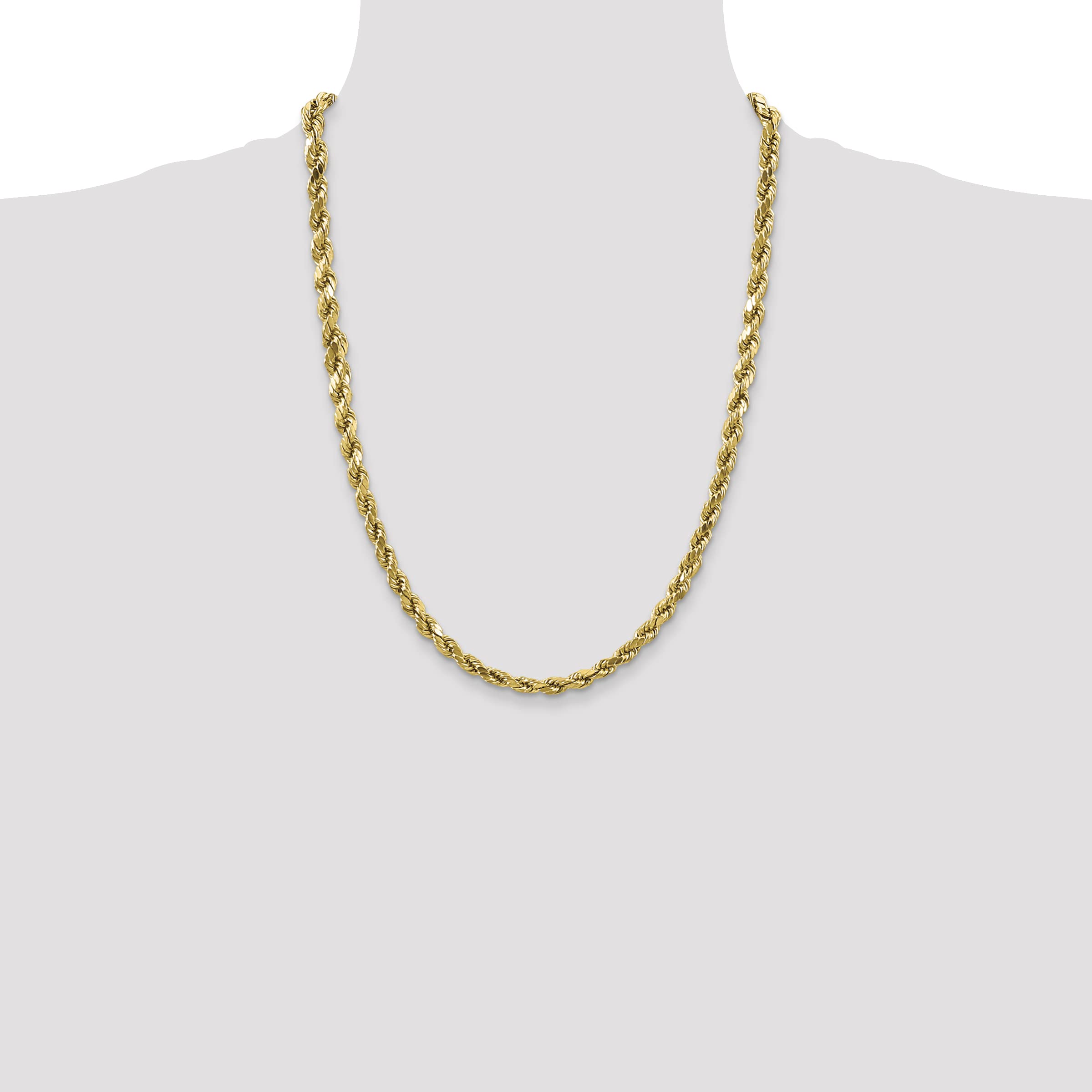 Avariah 10k Yellow Gold 4mm Semi-solid Diamond Cut Rope Chain - 24"