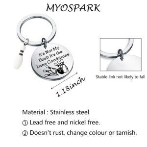 MYOSPARK Bowler Gift Funny Bowling Ball Keychain Bowling Jewelry Gift for Bowling Lovers Bowling Player Bowling Team Gifts (My Fault KC)