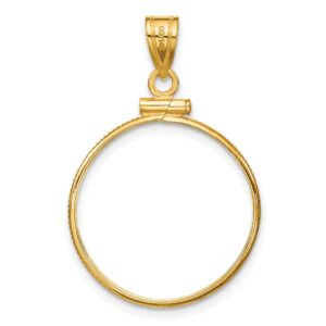 Avariah Wideband Distinguished Coin Jewelry 14k Yellow Gold Polished 22.0mm x 1.9mm Screw Top Coin Bezel Pendant - 33.75mm