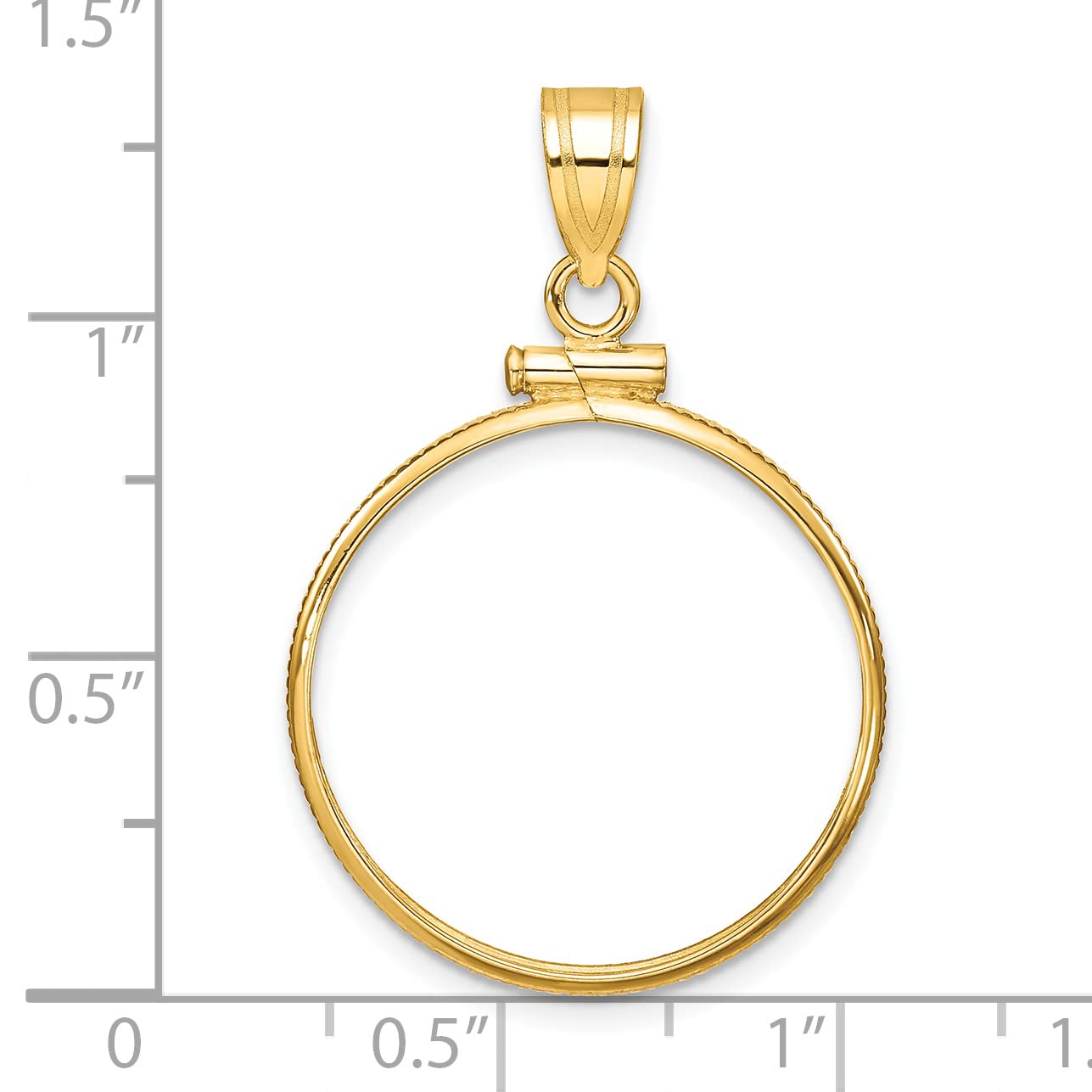 Avariah Wideband Distinguished Coin Jewelry 14k Yellow Gold Polished 22.0mm x 1.9mm Screw Top Coin Bezel Pendant - 33.75mm