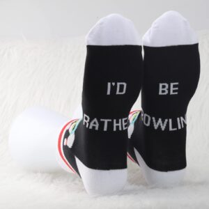 MBMSO 2 Pairs I'd Rather be Bowling Socks Funny Bowling Gifts Bowling Ball Socks Bowling Lover Gifts Bowling Team Gifts (Bowling So MC)