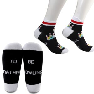 MBMSO 2 Pairs I'd Rather be Bowling Socks Funny Bowling Gifts Bowling Ball Socks Bowling Lover Gifts Bowling Team Gifts (Bowling So MC)