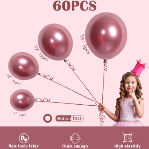 Ponamfo Rose Gold Party Balloons - 60Pcs 18"+12"+10"+5" Ballons Balloon Arch Kit as Birthday Party Balloons Gender Reveal Balloons Baby Shower Balloons Wedding Anniversary Bridal Shower Party