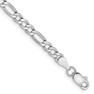 Avariah 14K White Gold 9 inch 3.5mm Semi-Solid Figaro with Lobster Lock Chain - 9"