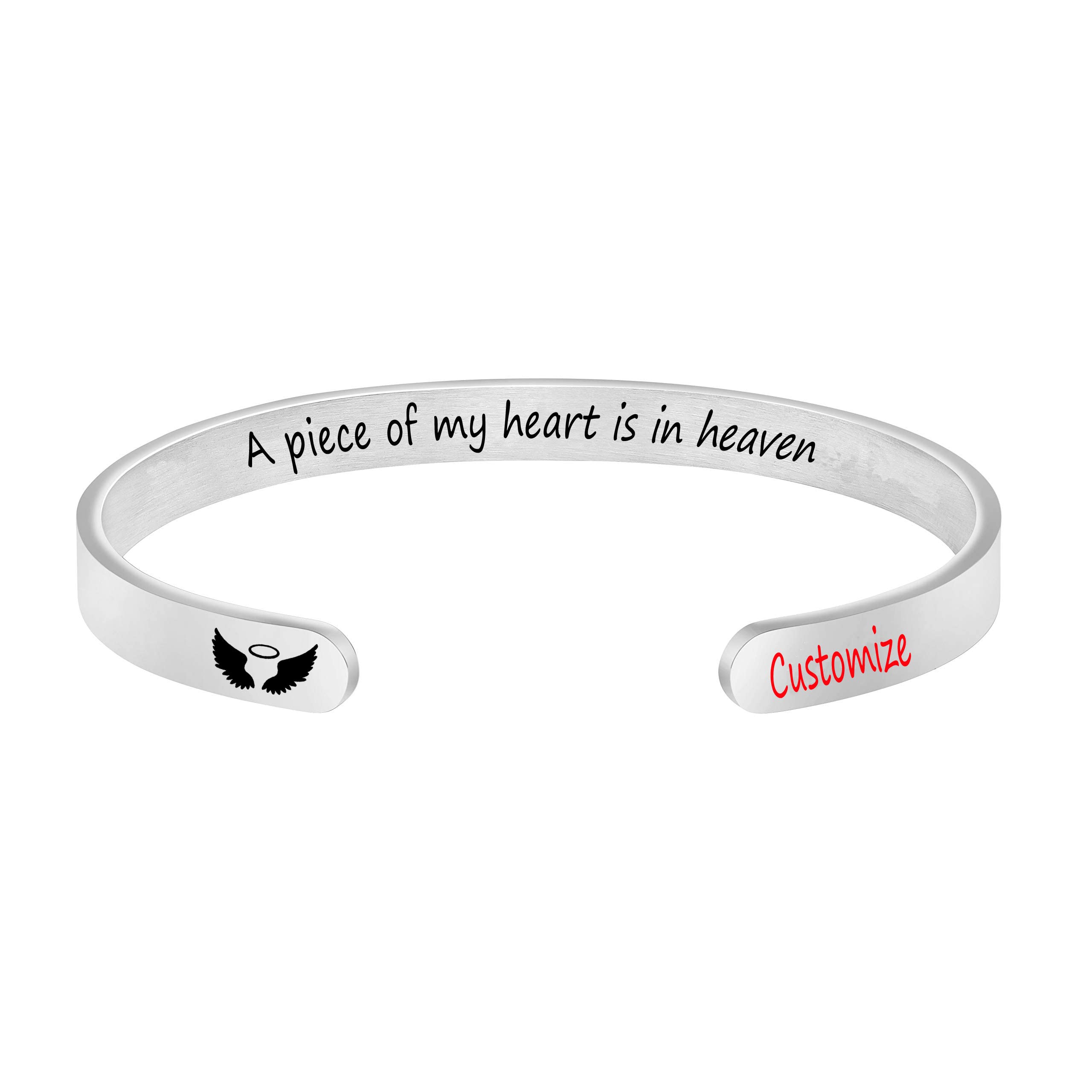 Enni of York A piece of my heart is in heaven Memorial Bracelet Custom Personalized Jewelry Sympathy Gift