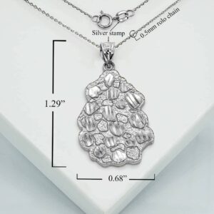 Solid 925 Sterling Silver Diamond Cut Nugget Style Charm Pendant