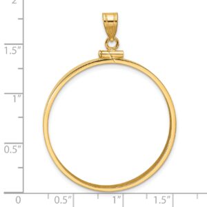 Avariah Wideband Distinguished Coin Jewelry 14k Yellow Gold Polished 32.7mm x 3.00mm Screw Top Coin Bezel Pendant - 45mm