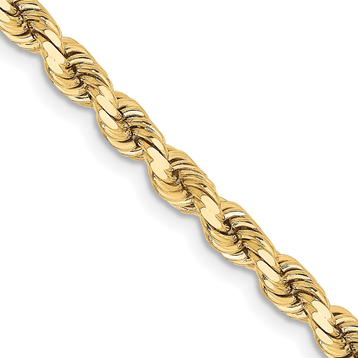 Avariah Solid 10k Yellow Gold 3.75mm Diamond-cut Rope Chain - 22"