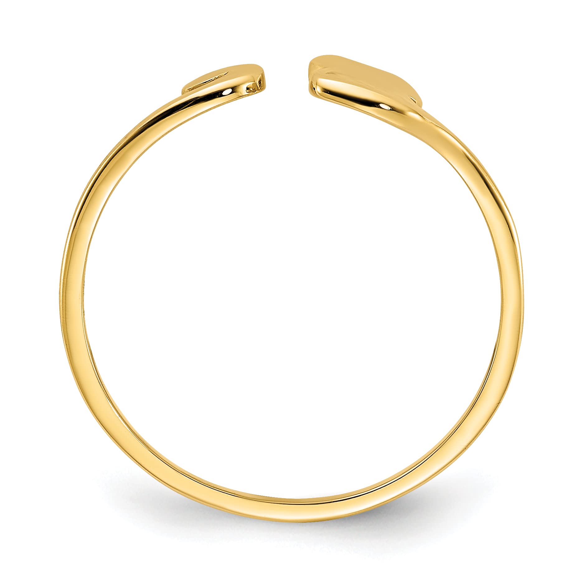 Avariah Solid 14k Yellow Gold Polished Cat Adjustable Cuff Ring - Ring Size 7.0