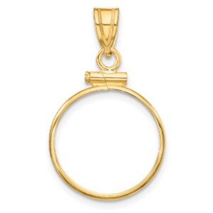 avariah wideband distinguished coin jewelry 14k yellow gold polished 16.5mm x 1.35mm screw top coin bezel pendant - 28.4mm