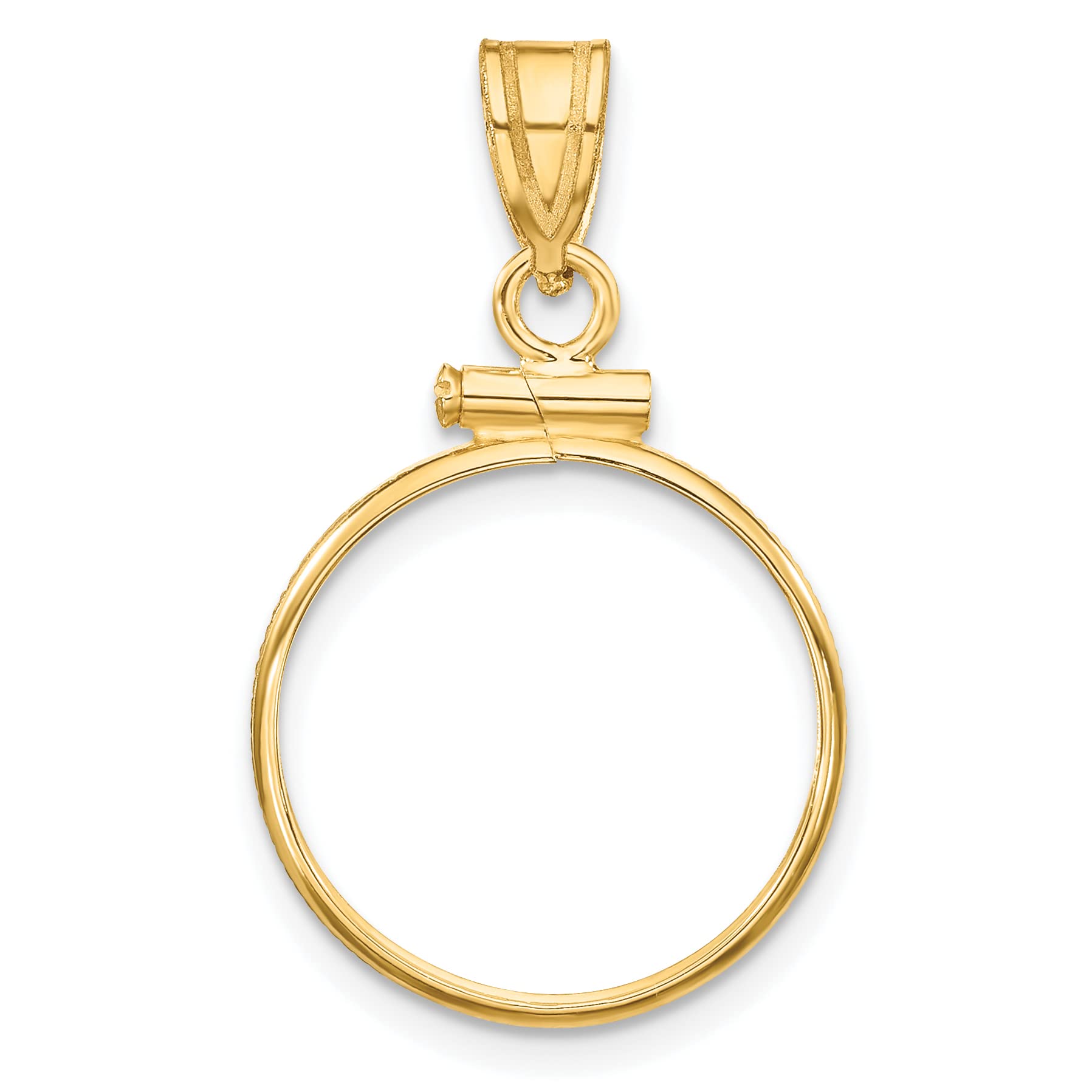 Avariah Wideband Distinguished Coin Jewelry 14k Yellow Gold Polished 16.5mm x 1.35mm Screw Top Coin Bezel Pendant - 28.4mm