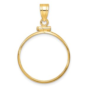 avariah wideband distinguished coin jewelry 14k yellow gold polished 22.0mm x 1.9mm screw top coin bezel pendant - 33.75mm