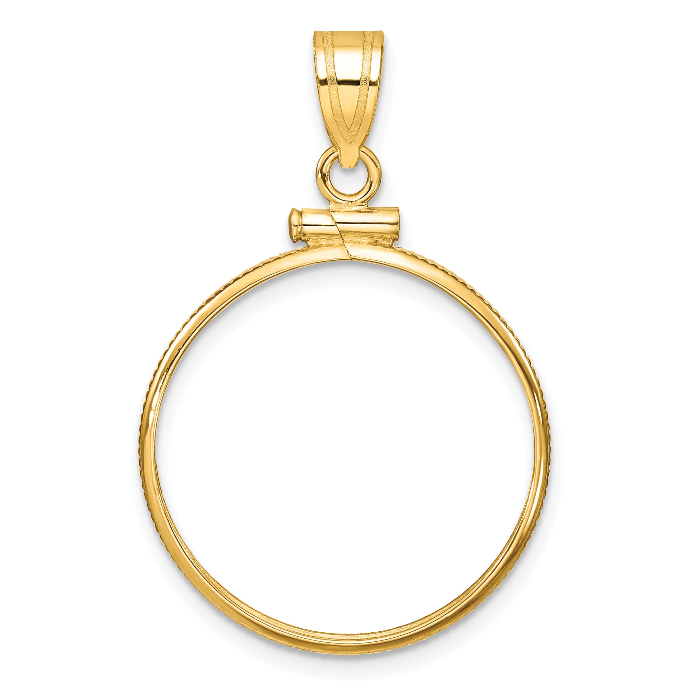 Avariah Wideband Distinguished Coin Jewelry 14k Yellow Gold Polished 22.0mm x 1.9mm Screw Top Coin Bezel Pendant - 33.75mm