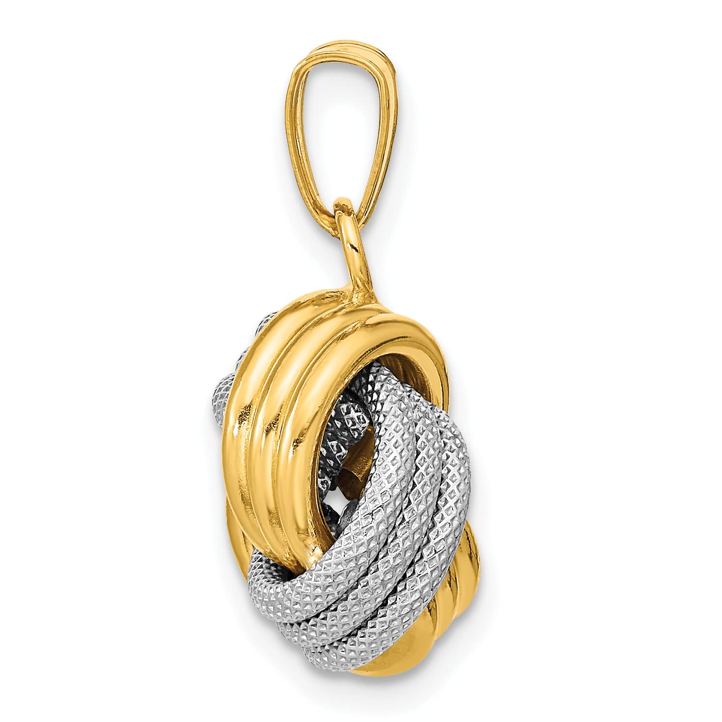 Avariah Gold 14k Two-Tone Polished Textured Love Knot Pendant - Made In Italy