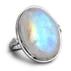 Boho-Magic Sterling Silver Moonstone Ring for Women Oval Gemstone Boho jewelry (10)