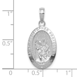 Avariah Solid 10k White Gold Saint Christopher Medal Pendant - 25.2mm