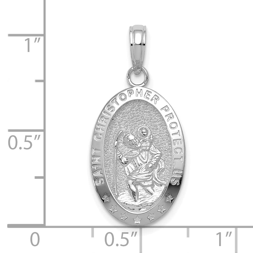 Avariah Solid 10k White Gold Saint Christopher Medal Pendant - 25.2mm