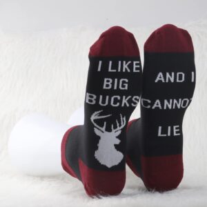 MBMSO 2 Pairs I Like Big Bucks and I Cannot Lie Socks Deer Hunter Socks Novelty Hunting Socks Funny Hunting Gifts (Big BucksSO MC)