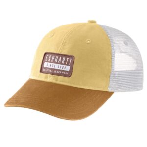 carhartt women's 105248 women's canvas mesh back workwear patch cap - one size fits all - pale sun