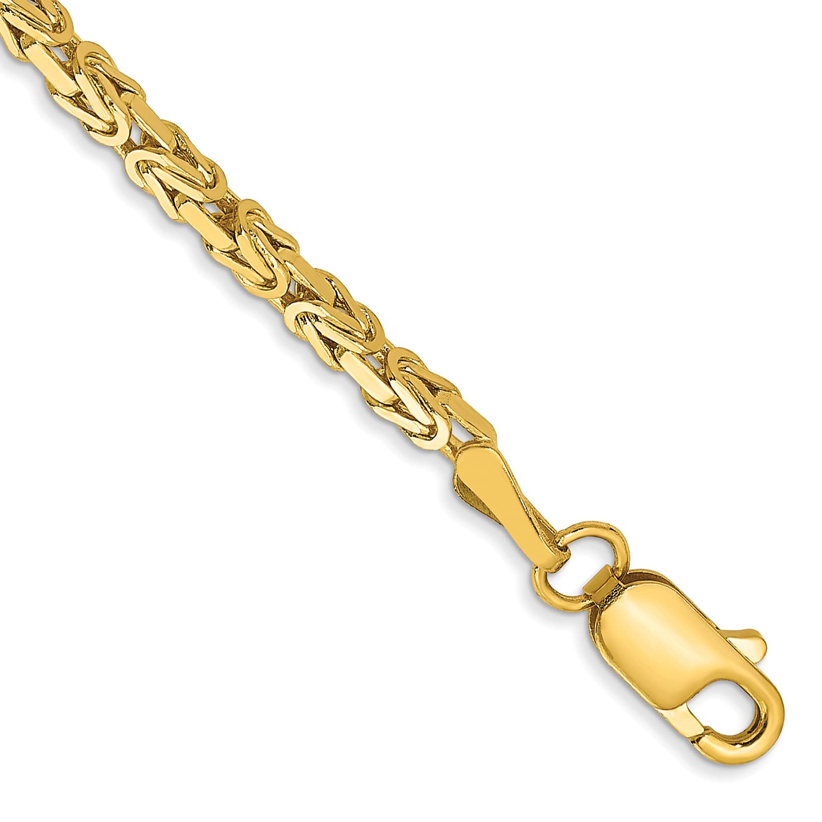 Avariah Solid 14K Yellow Gold 7 inch 2mm Byzantine with Lobster Lock Bracelet - 7"