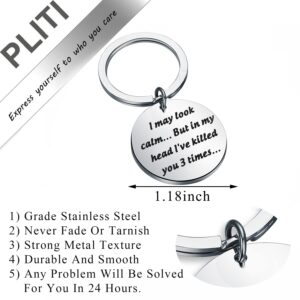 PLITI Murder Show Inspired Gift Serial Killer Gift Horror Movie Fans Gift i May Look Calm But In My Head I’ve Killed You 3 Times Keychain (clam 3 times ky)