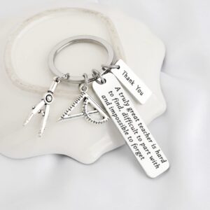 FUSTMW Math Teacher Gifts Keychain Thank You Gifts for Math Teacher Appreciation Gifts Mathematics Jewelry Gifts A Truly Great Teacher Is Hard to Find (silver)